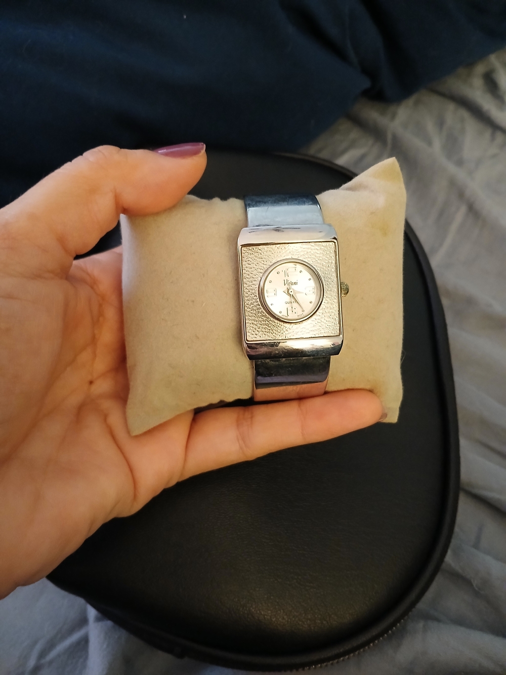 Elegant Silver-Tone Women's Bracelet Watch with Rectangular Face